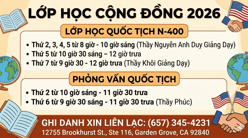 LỚP HỌC CỘNG ĐỒNG 2026 – THÔNG BÁO LỊCH HỌC